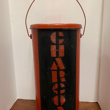 Vintage Metal Painted Coal Scuttle Container 