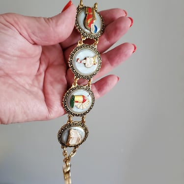 Midcentury Greece Souvenir Bracelet - Vintage Panel Bracelet - Vintage Accessories - Estate Jewelry 