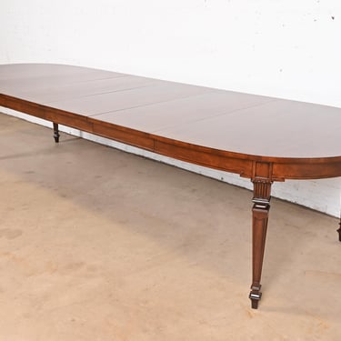 Kindel Furniture Style French Regency Louis XVI Walnut Extension Dining Table, Newly Refinished