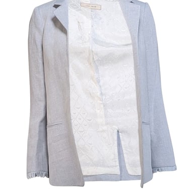 Zadig & Voltaire - Light Blue Cotton & Linen Blend Open Front Blazer Sz XS