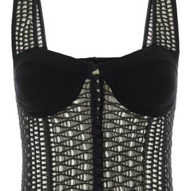 Chloe Woman Black Mesh Crop Top