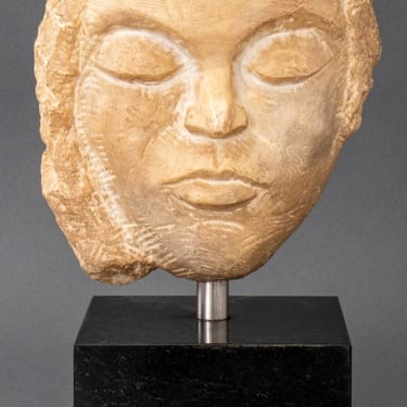 20th Century School Carved Stone Head Sculpture