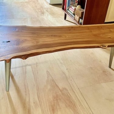 Live Edge Coffee Table w/ Vintage Cast Alloy Legs