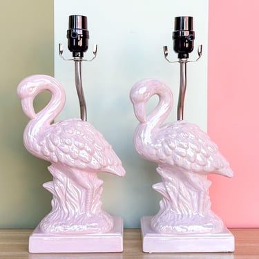 Pair of Pink Flamingo Lamps