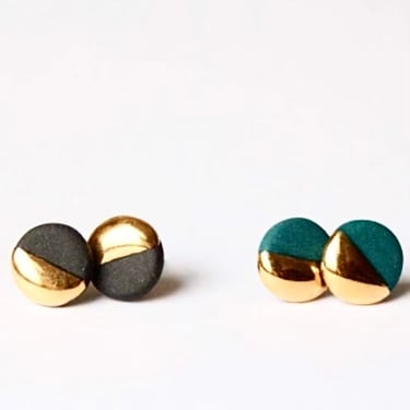 Mier Luo | Large Gold Dipped Flat Circle Studs