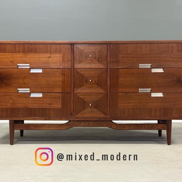 Refinished 62” American of Martinsville Walnut Dresser 