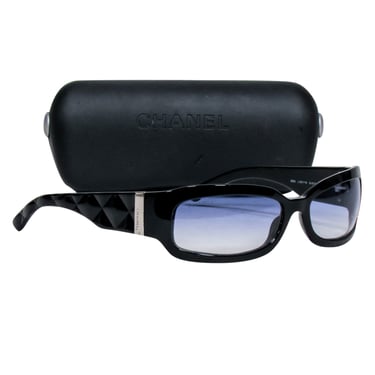Chanel - Black Slim Sunglasses w/ Textured Side Detail