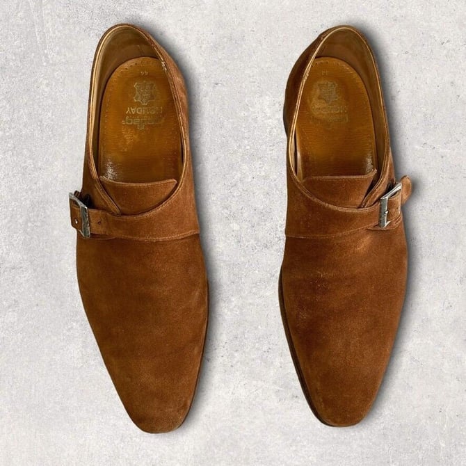 Crockett & Jones Made in England Men's Brown Leather Suede Dress Loafers Sz 10 