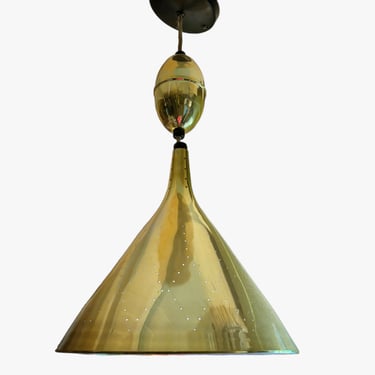 Brass Pull-Down Adjustable Mid Century Modern Pendant Light Style of Thurston Lightolier 1950s