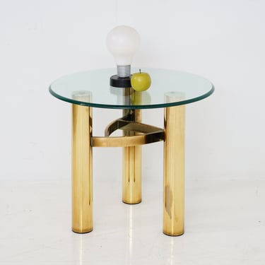 Brass & Glass Side Table, 1970s 