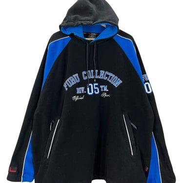 Vintage Fubo Black Blue Hooded Fleece Jacket XXL