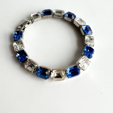 Vintage Blue and White Rhinestone Bracelet