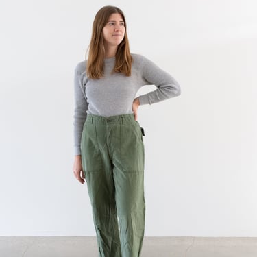Vintage 29 Waist x 27 Inseam Olive Green Army Pants | Unisex Utility Fatigues Military Trouser | Zipper Fly | F520 