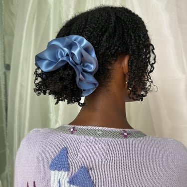 Ruffle Ribbon Scrunchie in Sky Blue