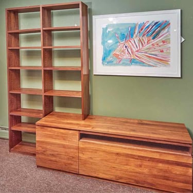 Danish Teak 10 Shelf Bookcase & 2 Drawer & Door Console