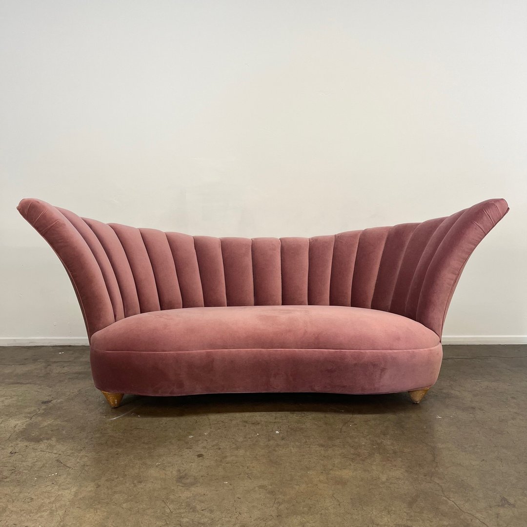 Art Deco Sofa In Pink Velvet Vintage On Point Los Angeles, CA