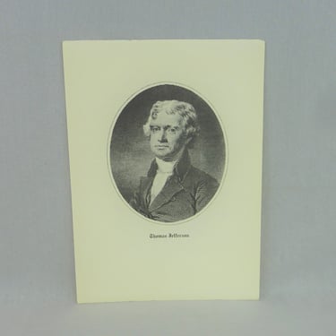 60s Thomas Jefferson Portrait - Print Lithograph Poster - President of the United States - Founding Father - 8 3/4" x 12" 