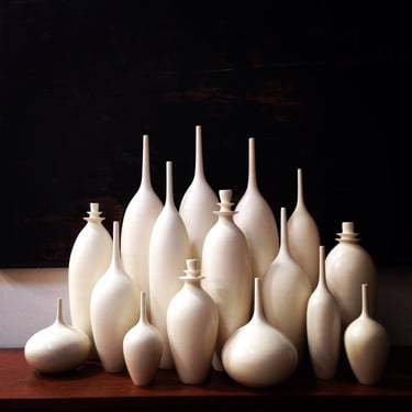 SHIPS NOW- Seconds Sale- One Large Stoneware Bottle Vase in Clean White Matte  by Sara Paloma 