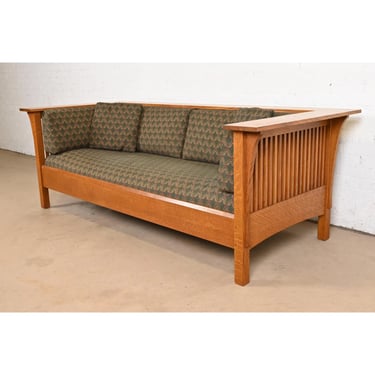 Stickley Mission Oak Arts and Crafts Spindle Settle Sofa