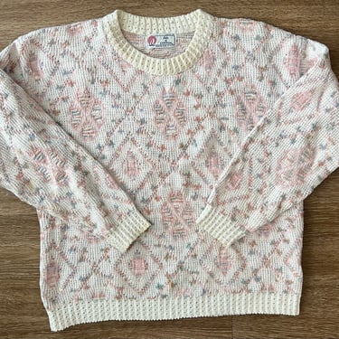 80’s crewneck sweater Pink And Cream Small 