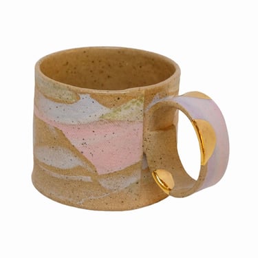 Stoneware and Gold Cappuccino Mug 8 oz 