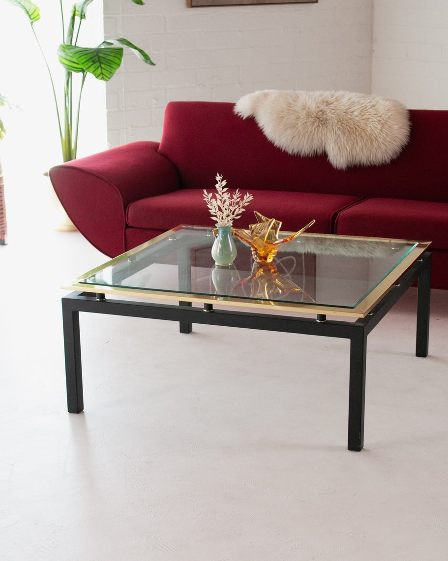 Black & Gold Square Coffee Table Sunbeam Vintage Highland Park