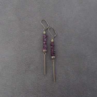 Garnet and bronze minimalist earrings 