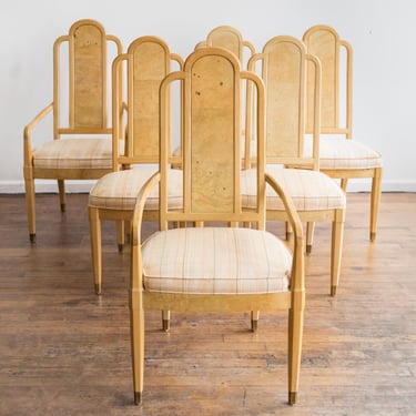 Set of 6 Henredon Scene Two Olive Burl Dining Chairs 