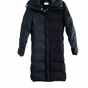 Vintage Togs Soho Black Long Puffer Down Nylon Hooded Coat Size Medium 