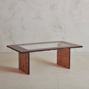 Glass + Lucite Textured Coffee Table, South of France