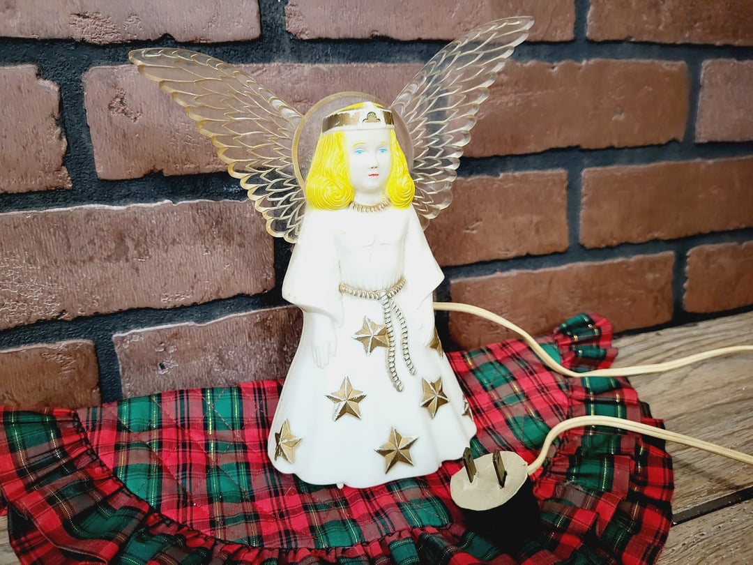 Vintage Christmas Angel Tree Topper Spun Glass Angel Hair 
