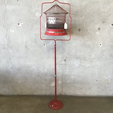 1920's Hendryx Birdcage with Original Stand in Red