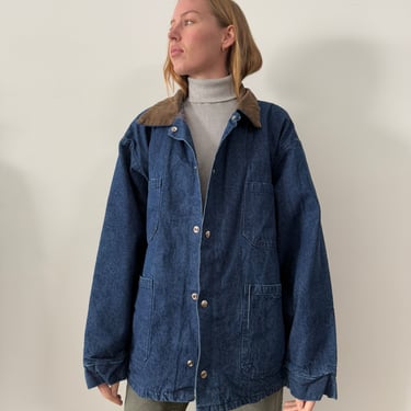 Boxy Blanket-Lined Denim Work Coat