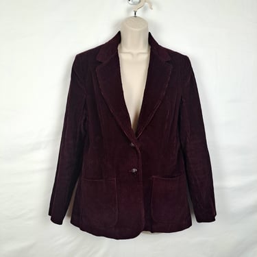 Vintage 70s / 80s Deep Burgundy Corduroy Blazer 