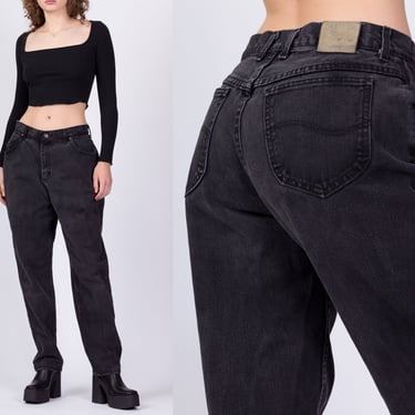 Vintage Lee Faded Black Jeans - Large, 31" | Denim High Waist Tapered Leg Mom Jeans 