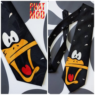 ICONIC Vintage 90s Daffy Duck Face Looney Tunes Neck Tie 