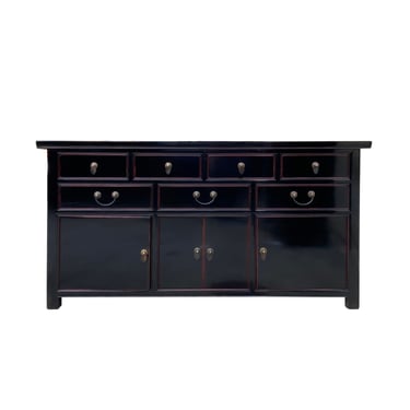 Chinese Black Lacquer 7 Drawers Sideboard Buffet Credenza Table Cabinet cs7507E 