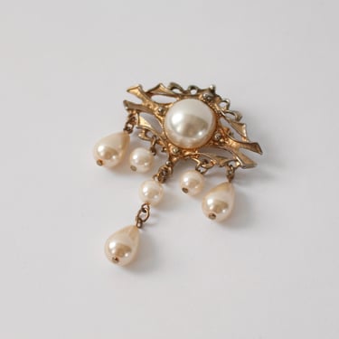 Vintage Pearl Chandelier Brooch