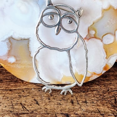Sterling Owl Brooch~Adorable Bird Pin! 