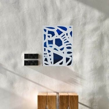 Sale Blue Roads Mini 12"x16" Handpainted Canvas Minimalist ArtbyDinaD - Mini of 2022 Etsy Design Awards Finalist -  This Listing No Frame by Art