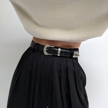 Vintage Smooth Onyx Leather Belt