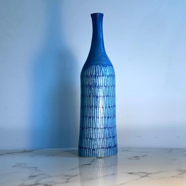 Blue matte glazed ceramic vase 
