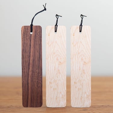 Set of 3 Bookmarks, choose from walnut & birdseye maple, great gift for readers and bookworms 