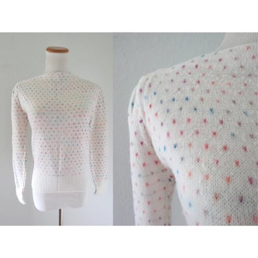 Vintage Pastel Rainbow Sweater - 80s Knit Pullover - Soft Cozy Fall Winter Sweater - Size Small 