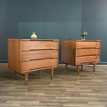 Pair of Mid-Century Modern Walnut Dressers by Stanley, c.1950’s 