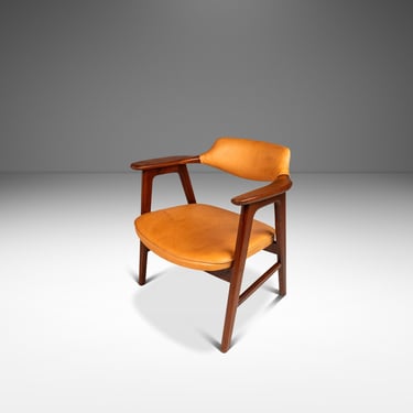 Rare Danish Mid-Century Modern Model 42 Arm Chair in Teak & Leather by Erik Kirkegaard for Høng Stolefabrik, Denmark, c. 1950's 