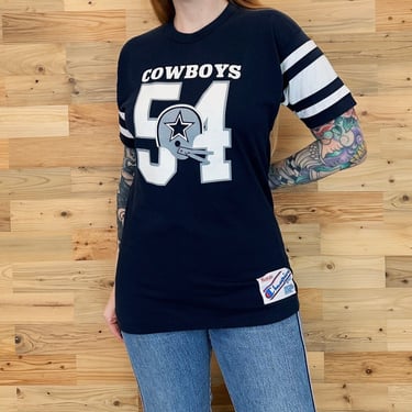 Vintage Dallas Cowboys 80's Champion NFL Team Jersey-Style Tee Shirt T-Shirt Top 