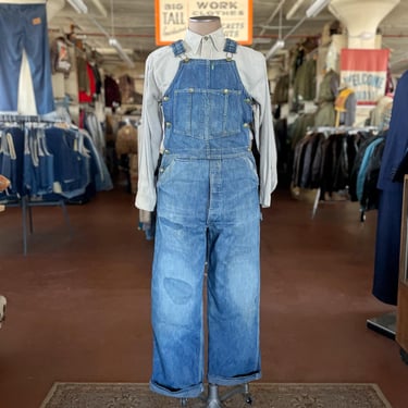 Size S/M Vintage 1930s 1940s OshKosh “Allover” 4 Button Sides Denim Overalls 2278 