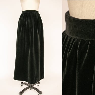 1970s Velvet Maxi Full Skirt Black XS 