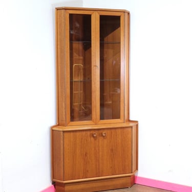 Mid Century Modern Vintage Teak Corner Cabinet by Turnidge of London Danish Style 